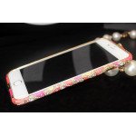 Wholesale Apple iPhone 5S 5 Luxury Diamond Metal Bumper (Hot Pink)